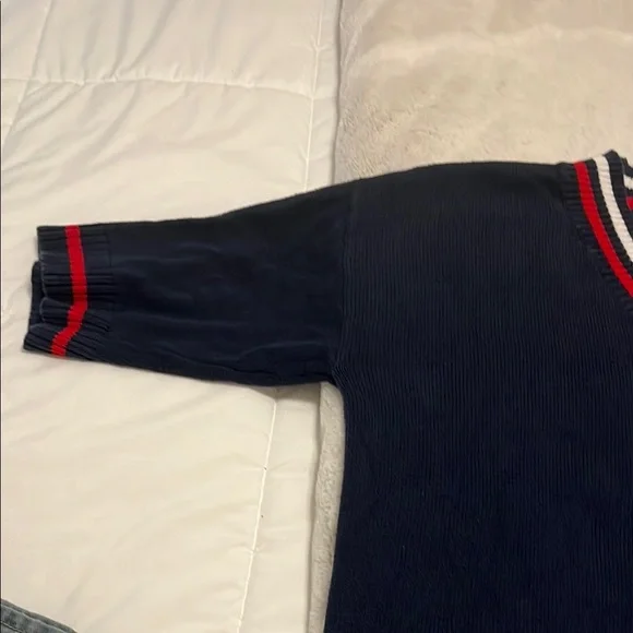 Tommy Hilfiger V-Neck Sweater Blue Red - Picture 3 of 8